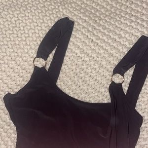 Nasty Gal black body suit with gold rings (size 6)